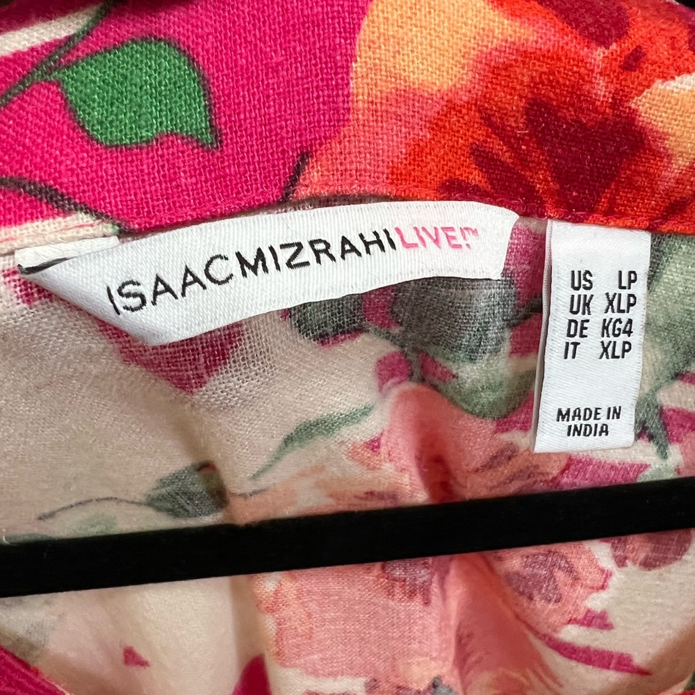 Isaac Mizrahi Live Pink Floral Linen Blend Tunic Dress Boho XL - Picture 3 of 5